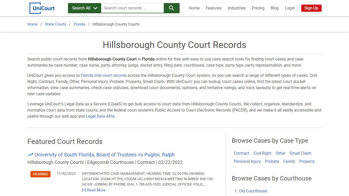 Hillsborough County Court Records | Florida | UniCourt