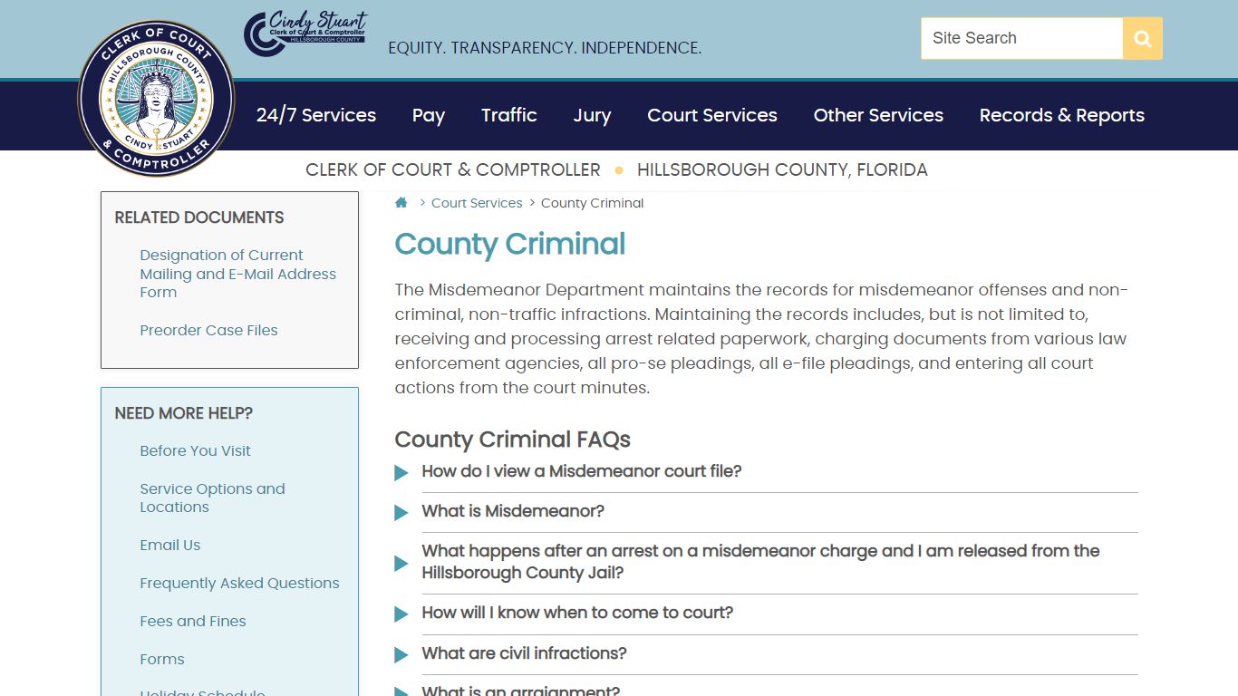 COUNTY CRIMINAL | Hillsborough County Clerk - CCC emblem